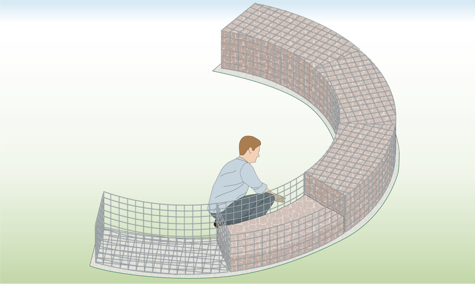 how-to-make-a-curved-gabion-wall