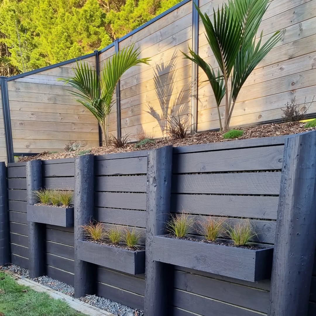 black-timber-retaining-wall